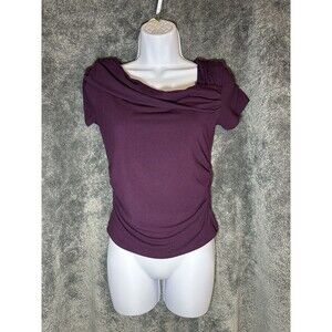 Purple Cowl Neck Short Sleeve Top Size L